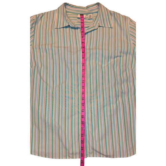 Covington Woman Sz 20W Striped Button Up 3/4 Sleeve 100% Cotton Lightweight - Picture 6 of 7